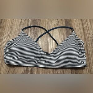 Blue and White Bikini Top with Adjustable Straps